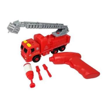 Imagem de Brinquedo Didático Caminhão Bombeiro Monta Desmonta Pedagógico Educati