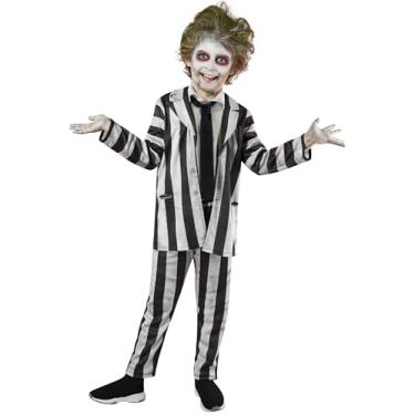 Imagem de Rubies Beetlejuice Black and White Striped Suit Costume for Kids for Themed Parties and Halloween, Medium