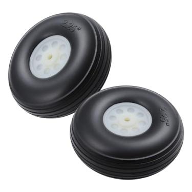 Imagem de AllinRC RC Airplane Rubber Tire and Wheel with Plastic Hub Sets 2.25 Inch Wheels for RC Model Airplane Aircraft(2PCS)