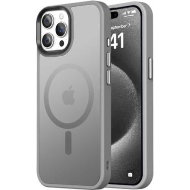 Imagem de Thomo Capa magnética forte para iPhone 15 Pro Max, [compatível com Magsafe] [teste de queda de grau militar de 3 pés] Capa protetora fina fosca translúcida para iPhone 15 Pro Max de 6,7 polegadas,