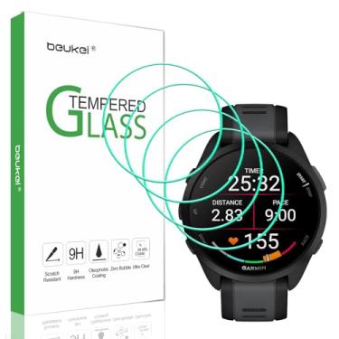 Imagem de beukei (Pacote com 4) Projetado para Garmin Forerunner 165 Music e Película de Vidro Temperado Forerunner 165, Sensível ao Toque, Dureza 9H