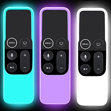 Imagem de Pacote com 3 capas compatíveis com Apple TV 4K/4ª geração, leve, antiderrapante, à prova de choque, capa de silicone para controle remoto Apple TV Siri