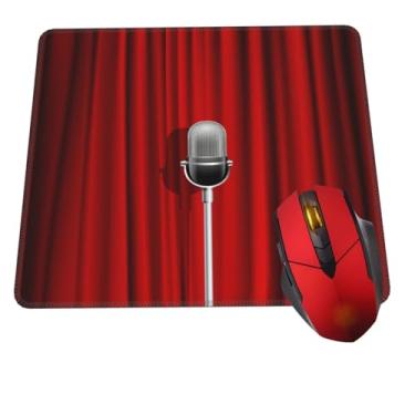 Imagem de Tapete de rato vermelho para microfone, cortina, palco, para mesa, base de borracha antiderrapante, quadrado, para jogos, para computador, casa, escritório