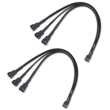 Imagem de Pacote Cable Matters com 2 cabos divisor de ventilador PWM de 3 vias e 4 pinos - 30 cm, 1 x PWM-controlado com 2 seguidores, divisor de ventilador de PC 1 a 3 conversor