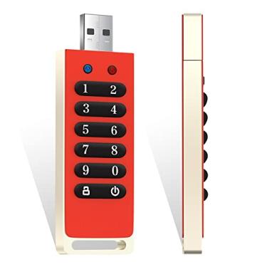 Imagem de INNÔPLUS Unidade flash segura de 256 bits, unidade USB criptografada de 32 GB, pen drive de criptografia de hardware USB 3.0, pen drive protegido por senha, compatível com Mac/Windows/Linux/sistema incorporado - laranja