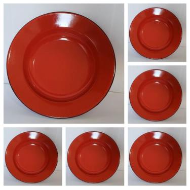 Imagem de Prato Esmaltado Cor Vermelho  N.22 Metallouça  Kit 6 Unidades Envio Im