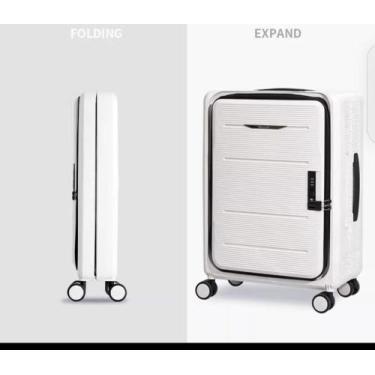 Imagem de Mala Bordo Polipropileno 4 Rodas Dobrável Slim BL200 - SECHI, Branco