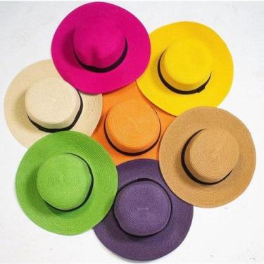 Imagem de Chapéu Paris Feminino em Palha Colorido de Praia Piscina Verão - Útil 