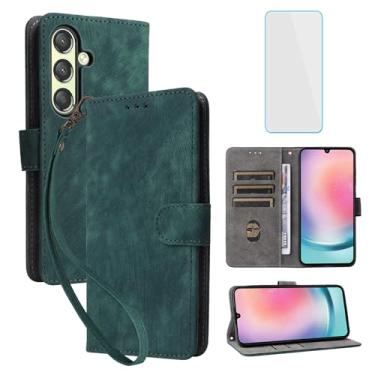 Imagem de IUQXU Capa carteira para celular Samsung Galaxy S24 Plus 5G com protetor de tela [bloqueio RFID] couro flip porta-cartões mulheres homens capa para celular para Samsung S24+ 24S S 24 Plus Galaxy