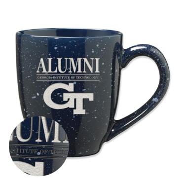 Imagem de Rico Industries NCAA Georgia Tech Yellow Jackets - GT Alumni Caneca de café de cerâmica salpicada gravada a laser de 473 ml