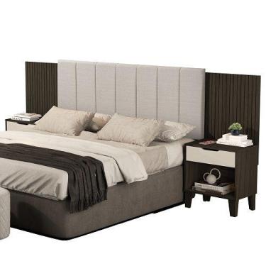 Imagem de Cabeceira Box Elena De Casal Expansível Chocolate/Off White  VJ Móveis