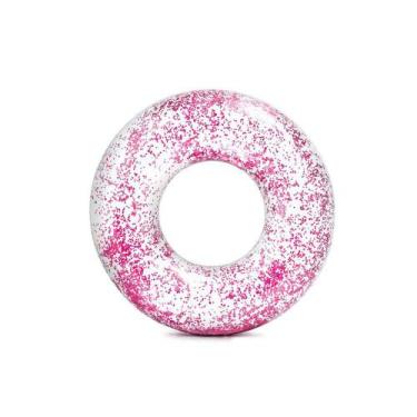 Imagem de Boia Inflável Redonda Transparente Glitter Rosa - Intex