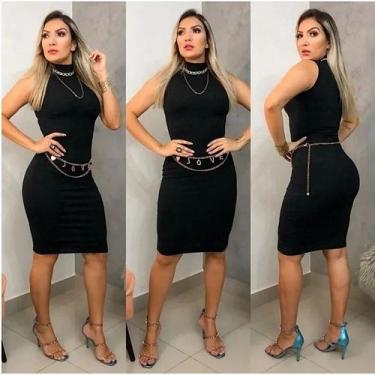 Imagem de Vestido Midi Canelado Envangelico Gola Alta Sem Mangas - JFA MODAS, La
