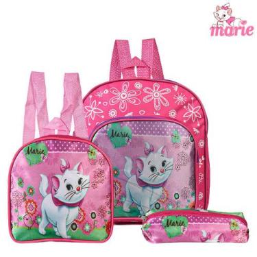 Imagem de Kit Mochila Escolar Gata Marie Infantil Meninas Costa - TOYS 2U