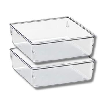 Imagem de Jogo 2 Organizador Gavetas Modular 1 Porta Talheres Multiuso - PLASTUT