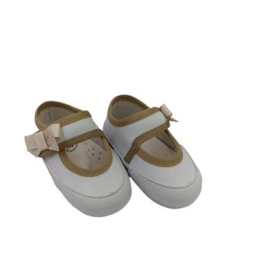 Imagem de Sapatilha de Laço Menina Bege e Branco Bicho de Pé - Bicho de Pé Baby,