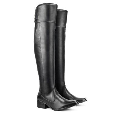 Imagem de Bota Feminina Montaria Cano Alto Couro Legítimo Over The Knee Bico FIn