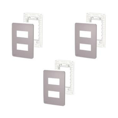 Imagem de 3 Placa/Espelho 2 Módulos Axis Grey 4x2 S730121224 Orion Schneider