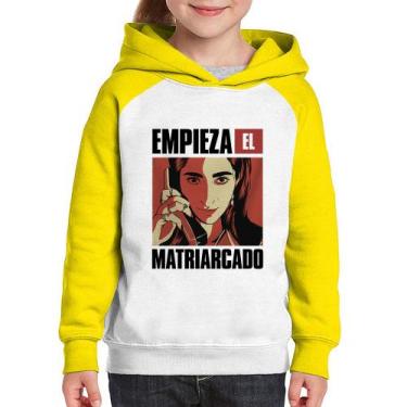 Imagem de Moletom Infantil Empieza el matriarcado - Foca na Moda, Branco, Amarel