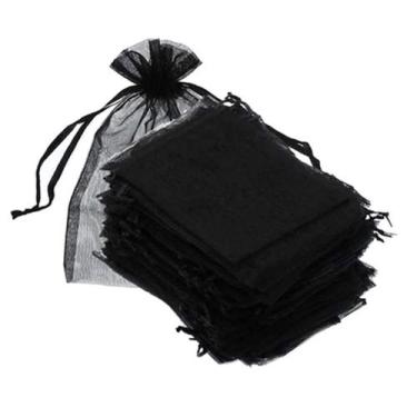 Imagem de 300 Saquinhos de organza preto 7x9  fita cetim lembrancinha - OKABOX