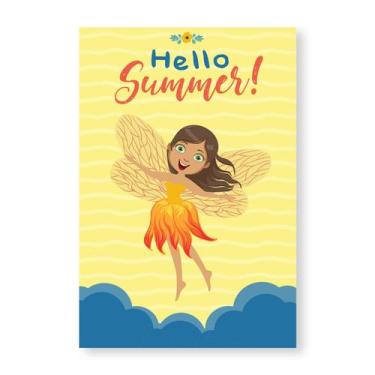 Imagem de Placa Decorativa MDF Fadas e Flores Verão Laranja 20x30cm - Quartinhos