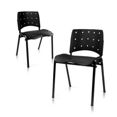 Imagem de Ergoplax Kit 02 Cadeiras Fixas Plástica Aproximação Empilhável Plaxmet