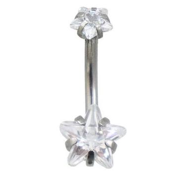 Imagem de Piercing Umbigo Aço Cirúrgico Estrela Com Zircônias - M2 Piercing