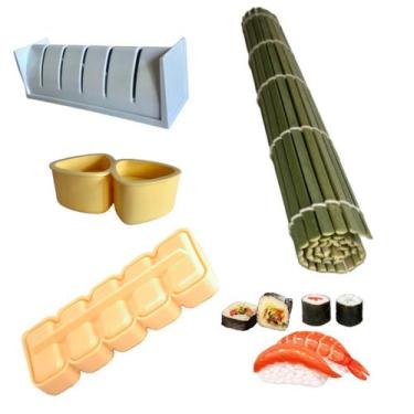 Imagem de Kit 3 Formas Sushiman Molde fazer Sushi em Casa Esteira Comida Japones