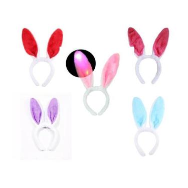Imagem de Tiara Orelhas De Coelho Led Fantasia Arquinho Pelúcia - MC Presentes, 