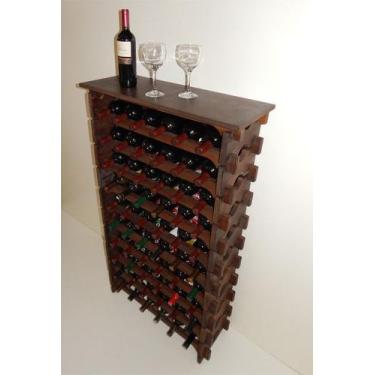 Imagem de Adega Madeira Vinho 60 Garrafas Mesinha Cor Embuia C06 - Cevey Adegas 