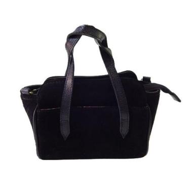 Imagem de Bolsa Pequena de Couro Camurçado Zup - Zup Bags, Preto