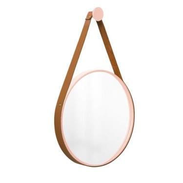 Imagem de Espelho Decorativo Adnet Rosa Alça material sintético Caramelo 30 cm R