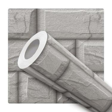 Imagem de Papel de Parede Adesivo Tijolinho Tijolo Cinza Concreto Cimento Lajota