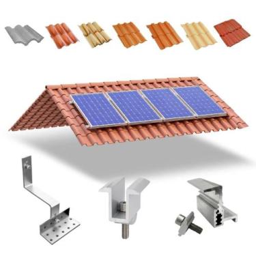 Imagem de Kit Estrutura Suporte Linha C 04 Placas Solar Telha Colonial - Kaztec