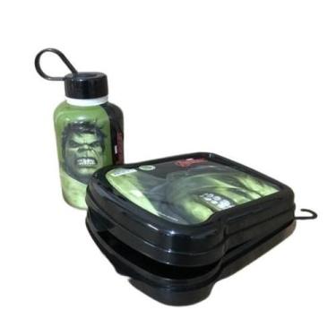 Imagem de Kit Infantil Menino Personagem Marvel Garrafa Cilíndrica - Plasutil