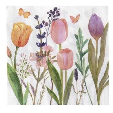 Imagem de Guardanapo de Papel Folha Dupla Tulipas 32x32 cm Silver Festas - Inspi