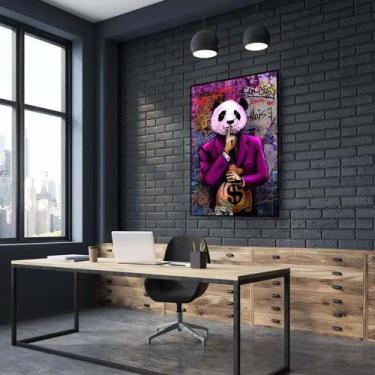 Imagem de Quadro decorativo 1 peça 40x60 arte grafite dinheiro dólar panda moder