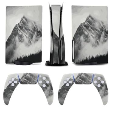 Imagem de Buyidec Pintura de montanha preta e branca para PS5 Skin Console e Controlador Acessórios Capas Anime Vinil Capa Adesivo Conjunto Completo para Playstation5 Disc Edition
