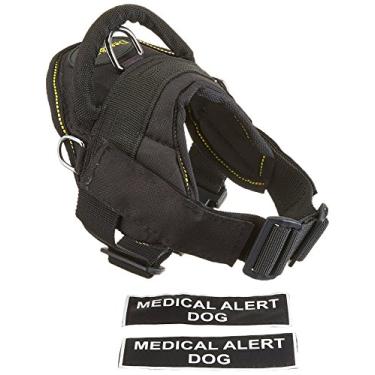 Imagem de Arreio DT Fun Works, cão alerta médico, preto com acabamento amarelo, PPPP - Tamanho da circunferência: 45,7 a 55,8 cm