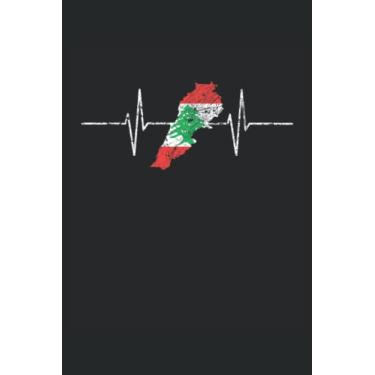 Imagem de Libanon Herzschlag EKG Heartbeat Libanon Notizbuch 6x9 (ca. A5) 120 Seiten liniert: Libanon Herzschlag EKG Heartbeat Libanon Notizbuch 120 Seiten liniert fürs Büro, Schule und Uni oder Universität