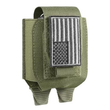 Imagem de Bolsa para algemas Molle, estojo para cinto de serviço/colete tático, coldre com emblema da bandeira dos EUA, ajuste ASP, algema articulada, corrente, algema rígida dobrável (verde militar)