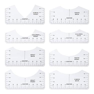 Imagem de Régua Guia de Camiseta de 8 Tamanhos, 1 Conjunto de Ferramenta de Medida Transparente de PVC para Sublimação HTV Prensagem a Quente para Impressão de (Modelo transparente de