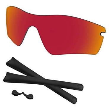 Imagem de Predrox Lentes Radar Path e kits de borracha de substituição para óculos de sol Oakley polarizados, Espelhado vermelho, 0