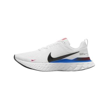 Imagem de Nike Tênis de corrida masculino React Infinity Run Flyknit 3 (FJ3994-100, branco/azul foto/vermelho universitário/preto), Branco/azul fotográfico/vermelho universitário/preto, 44