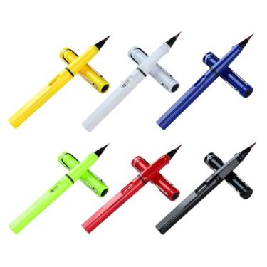 Imagem de VOCUE Conjunto de 6 canetas-tinteiro portáteis de ponta macia para pintura, conjunto de canetas de pincel recarregáveis para escrever