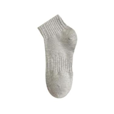 Imagem de chanstore 3 pares - Meias femininas curtas de cor sólida, meias masculinas casuais de primavera e outono - cinza claro