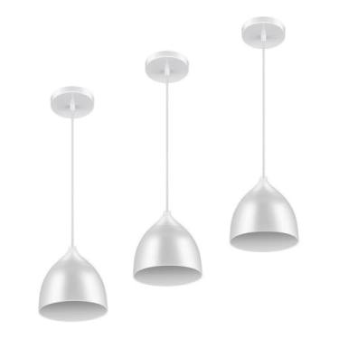 Imagem de Kit 3 Pendentes Luminárias Balcão Bancada de Teto Lustre Fun Elgin (Branco)
