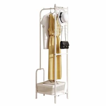 Imagem de Guarda-roupa Armário de armação de aço completo armário de tecido de veludo pêssego armário de armazenamento de capacidade extra grande para aluguel habitação branco armário