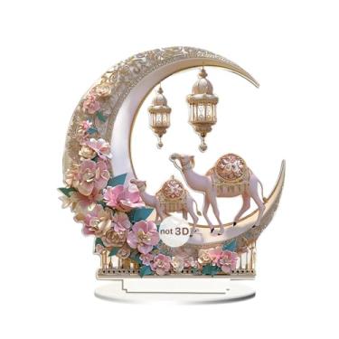 Imagem de Bothyi 2d flor lua decoração sinal decorativo com base mesa peça central feriado colecionáveis ​​arte acrílica para mesa