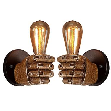 Imagem de Luminária de parede de punho de resina retrô V-intage Industrial montada na parede Luz de leitura para cabeceira Quarto Porta Base E27 (mãos)